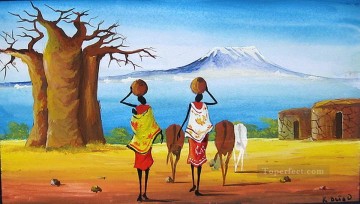 Malak Manyatta cerca del monte Kilimanjaro Pinturas al óleo